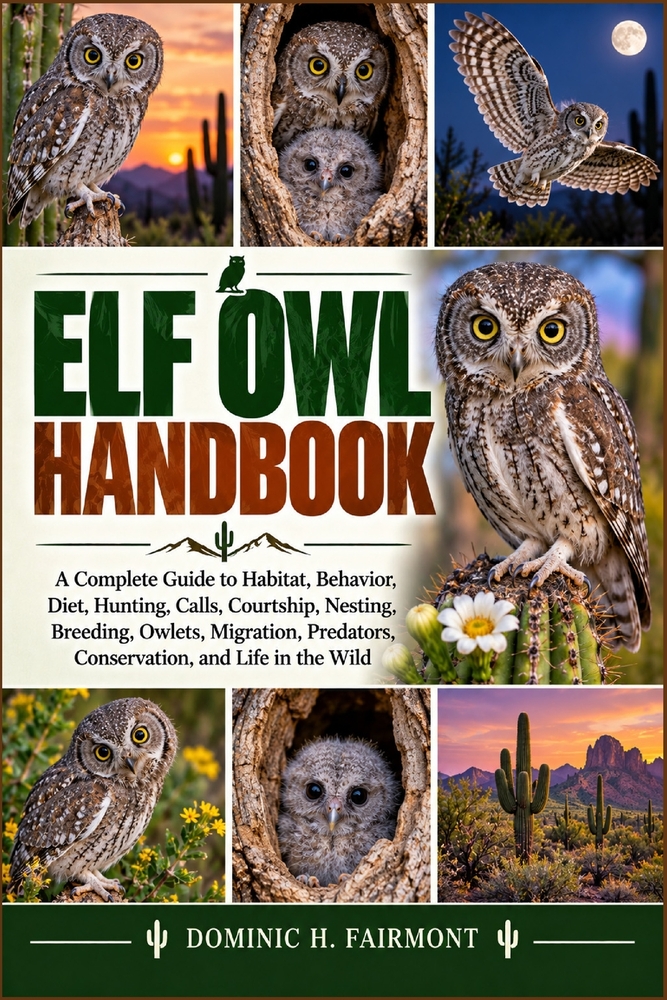 Elf Owl Handbook: A Complete Guide to Habitat, Behavior, Diet, Hunting, Calls, Courtship, Nesting, Breeding, Owlets, Migration, Predators, Conservatio cover
