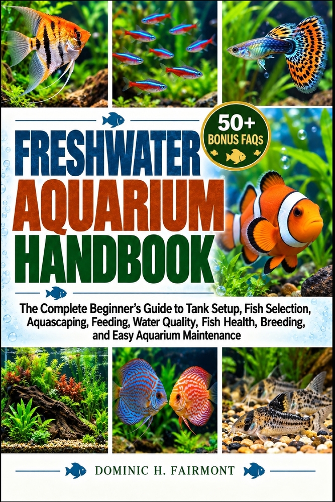 Freshwater Aquarium Handbook: The Complete Beginner's Guide to Tank Setup, Fish Selection, Aquascaping, Feeding, Water Quality, Fish Health, Breeding, cover