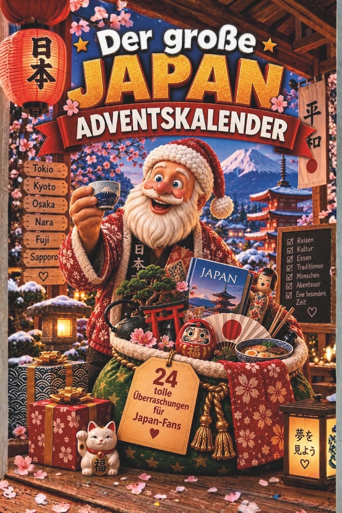 Der große Japan-Adventskalender: Buch-Adventskalender zum Lesen und Knobeln als Geschenk für Japan-Fans cover