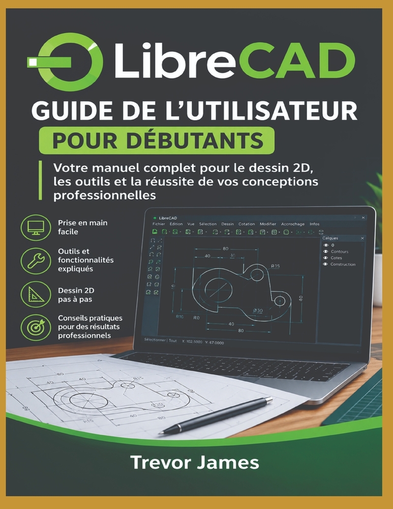 Guide de l'utilisateur de LibreCAD pour les débutants: Votre manuel complet pour la 2D Réussite en dessin technique, outils et conception professionne cover
