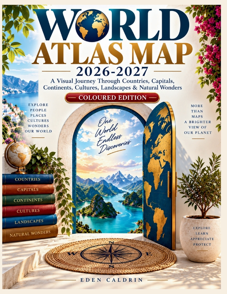 World Atlas Map 2026-2027: A Visual Journey Through Countries, Capitals, Continents, Cultures, Landscapes & Natural Wonders cover