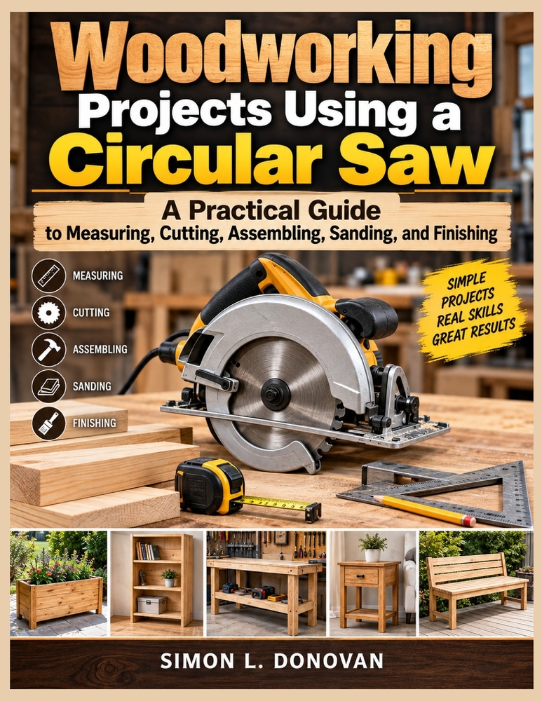 Woodworking Projects Using a Jigsaw: A Complete Beginner Guide to Cutting Curves, Making Cutouts, Building Furniture, and Creating Home Decor cover