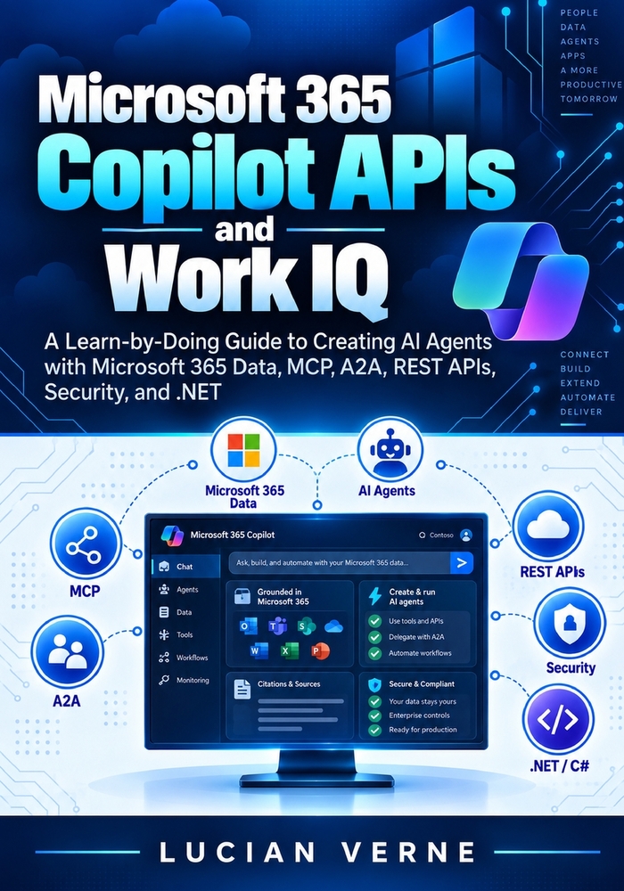 Microsoft 365 Copilot APIs and Work IQ: A Learn-by-Doing Guide to Creating AI Agents with Microsoft 365 Data, MCP, A2A, REST APIs, Security, and .NET cover