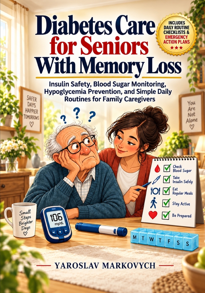 Diabetes Care for Seniors With Memory Loss: Insulin Safety, Blood Sugar Monitoring, Hypoglycemia Prevention, and Simple Daily Routines for Family Care cover