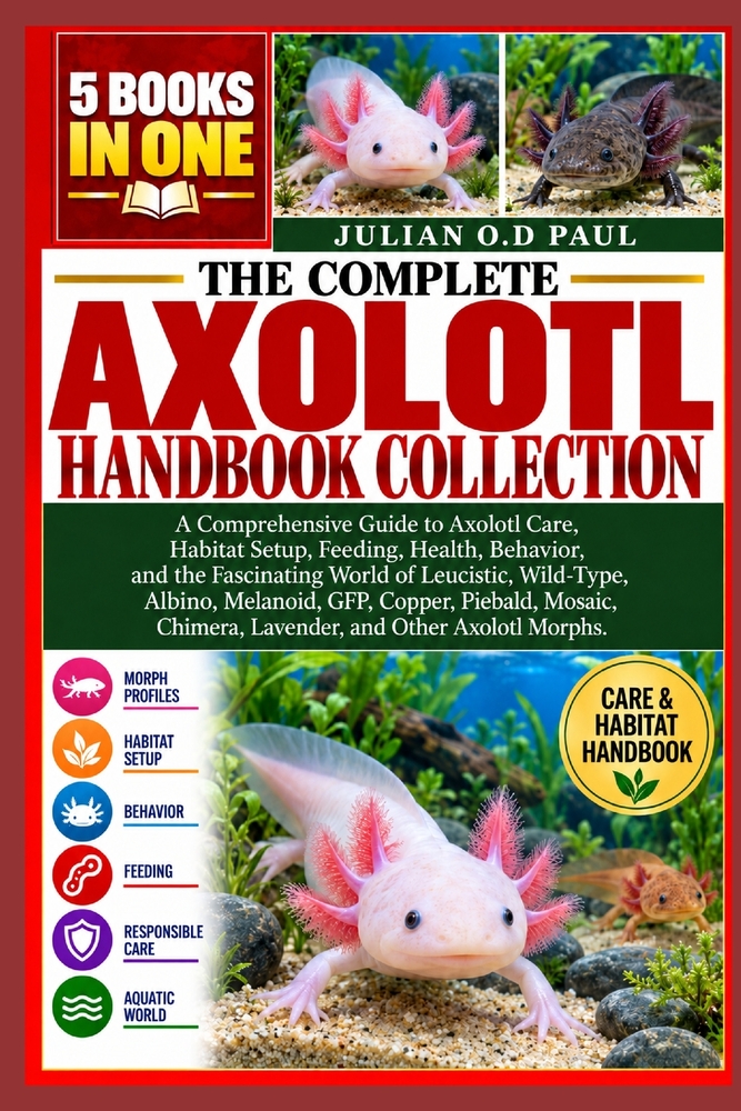The Complete Axolotl Handbook Collection- 5 Books in 1: A Comprehensive Guide to Axolotl Care, Habitat Setup, Feeding, Health, Behavior, and the Fasci cover