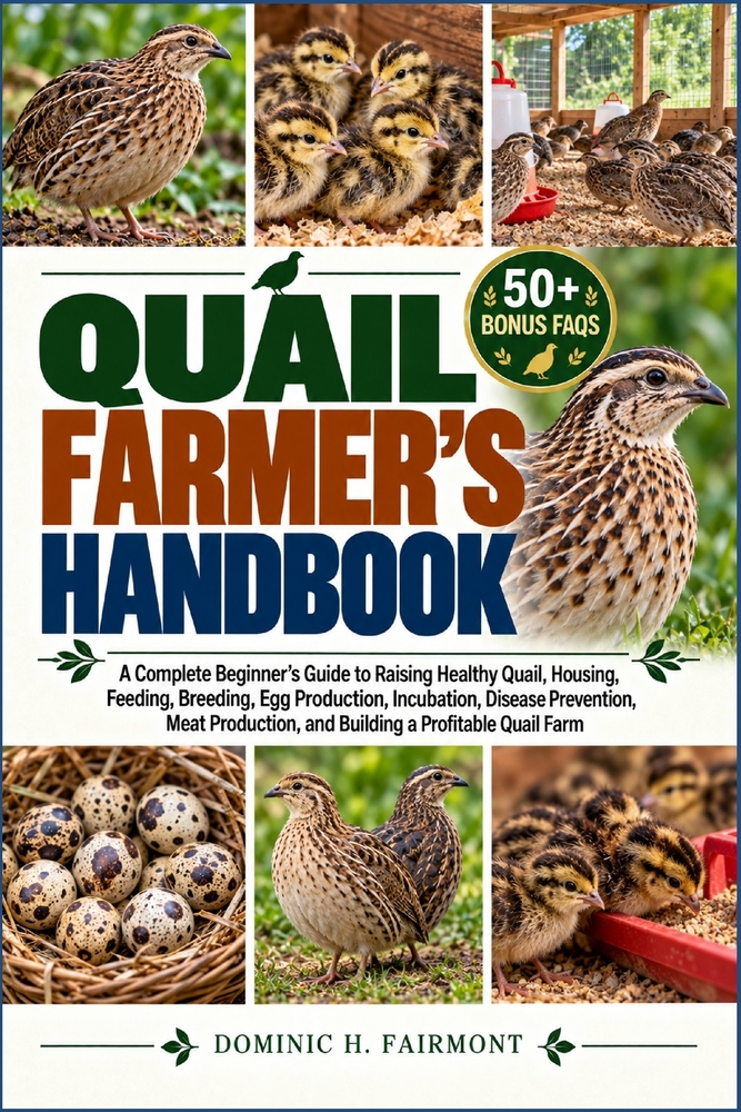 Quail Farmers Handbook: A Complete Beginner's Guide to Raising Healthy Quail, Housing, Feeding, Breeding, Egg Production, Incubation, Disease Preventi cover