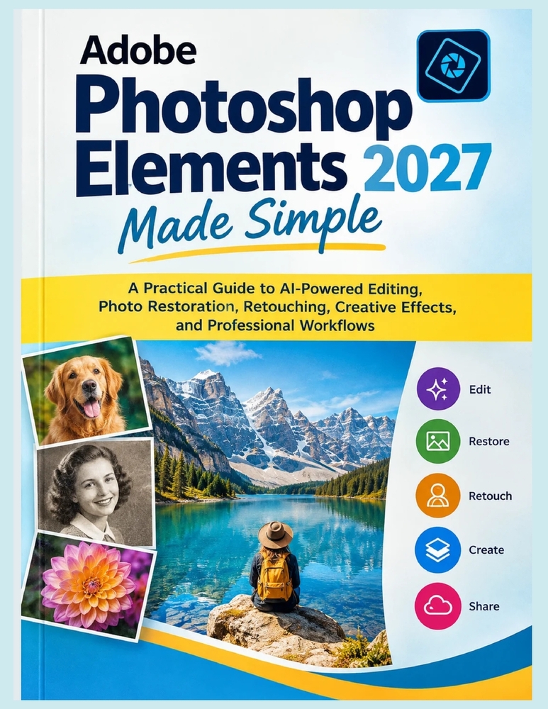 Adobe Photoshop Elements 2027 Made Simple: A Practical Guide to AI-Powered Editing, Photo Restoration, Retouching, Creative Effects, and Professional cover
