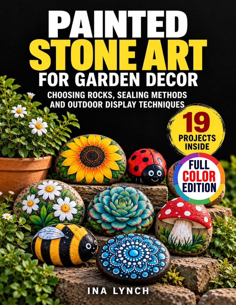 Painted Stone Art for Garden Decor: Choosing Rocks, Sealing Methods and Outdoor Display Techniques cover