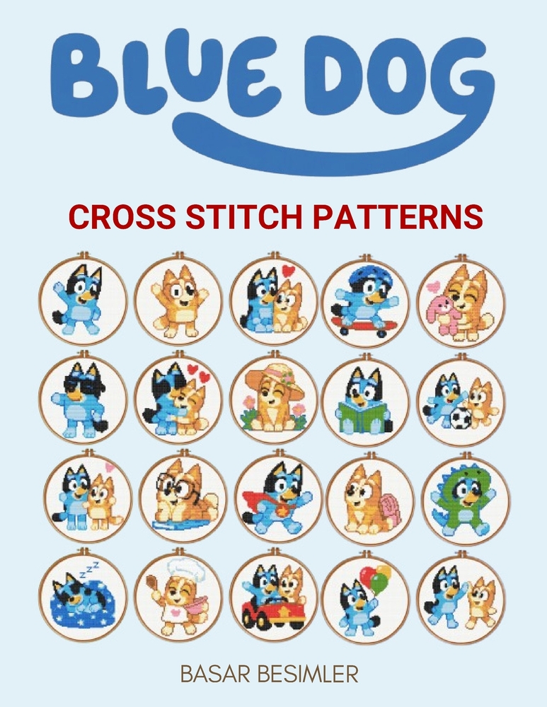 BLUE DOG Cross Stitch Pattern: 20 Cute Blue Dog Cross Stitch Designs cover
