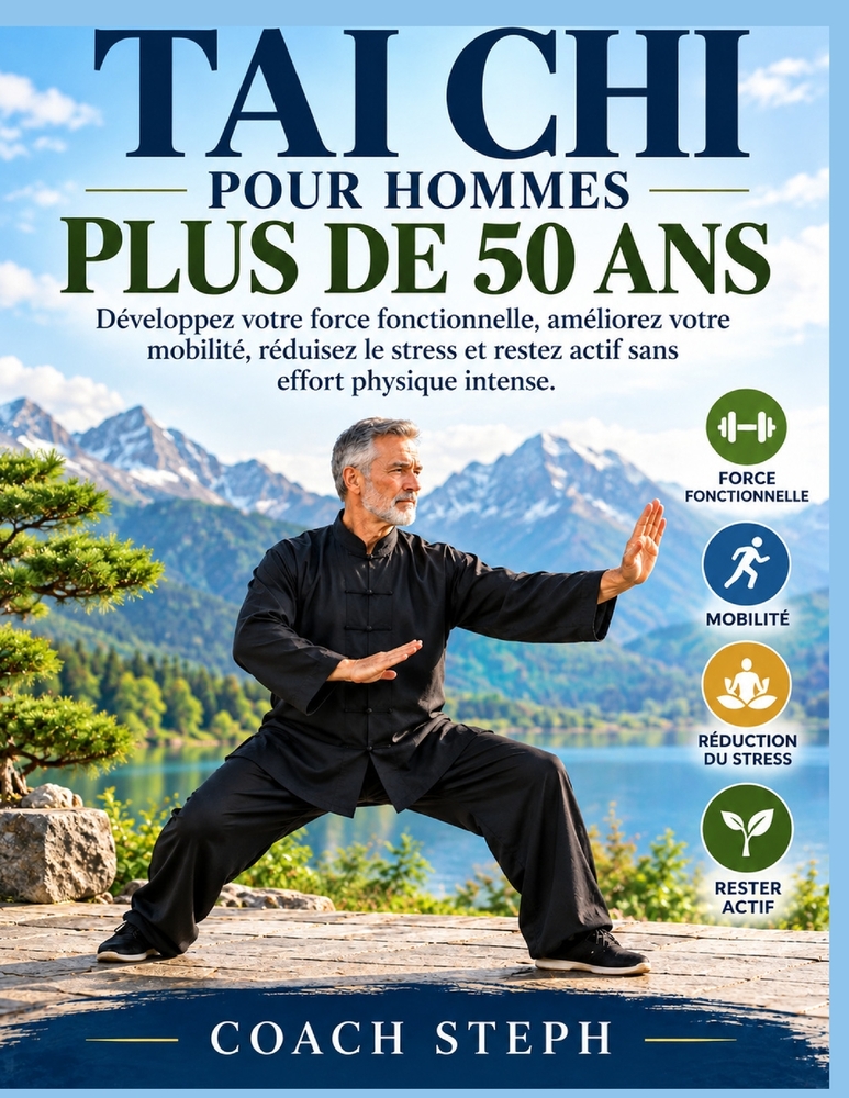 Tai CHI Pour Hommes Plus de 50 ANS: Développez votre force fonctionnelle, améliorez votre mobilité, réduisez le stress et restez actif sans effort phy cover