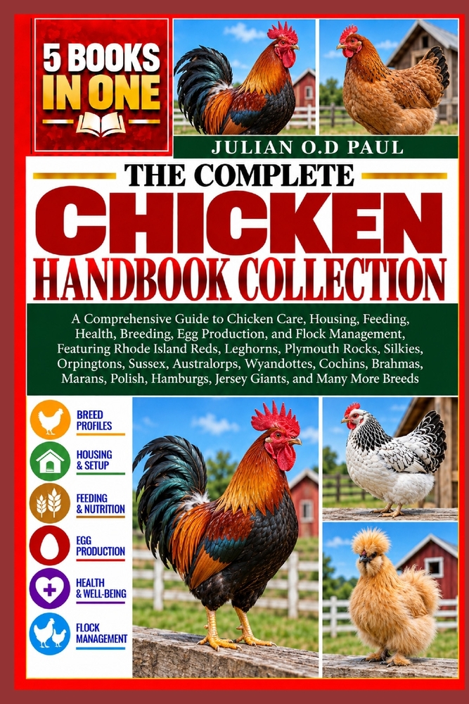 The Complete Chicken Handbook Collection - 5 Books in 1: A Comprehensive Guide to Chicken Care, Housing, Feeding, Health, Breeding, Egg Production, an cover
