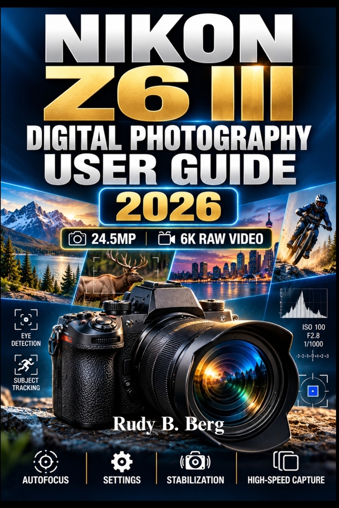 Nikon Z6 III Digital Photography User Guide 2026: Master the 24.5MP Mirrorless Camera with its 120fps Pre-Capture, 6K RAW Video, 8-Stop Stabilization, cover