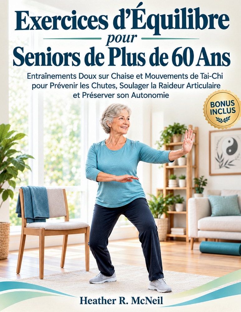 Exercices d'Équilibre pour Seniors de Plus de 60 Ans: Entraînements Doux sur Chaise et Mouvements de Tai-Chi pour Prévenir les Chutes, Soulager la Rai cover