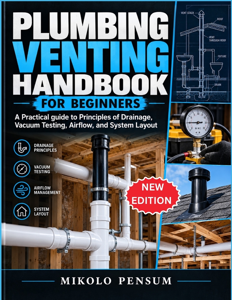 Plumbing Venting Handbook For Beginners: A Practical guide to Principles of Drainage, Vacuum Testing, Airflow, and System Layout cover