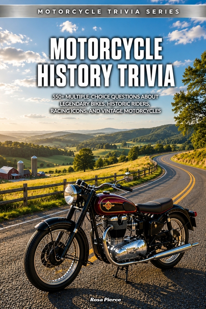 Motorcycle History Trivia: 550+ Multiple-Choice Questions About Legendary Bikes, Historic Riders, Racing Icons, and Vintage Motorcycles cover