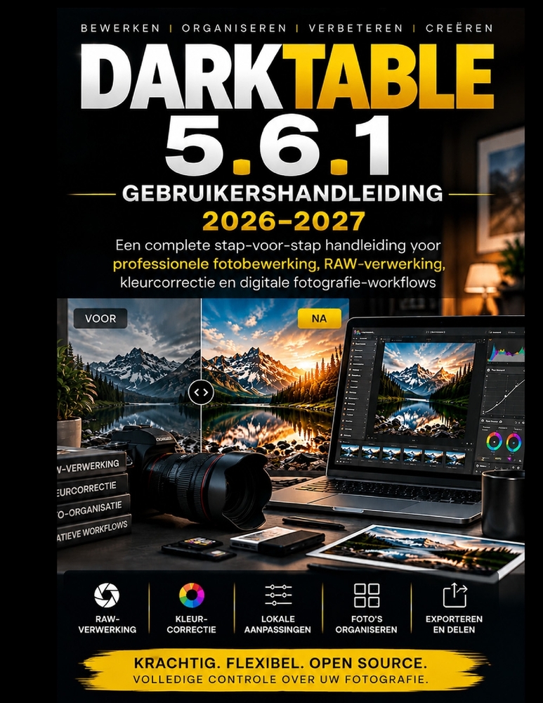 Darktable 5.6.1 Gebruikershandleiding 2026-2027: Een complete stapsgewijze handleiding voor professionele fotobewerking, RAW-verwerking, kleurcorrecti cover