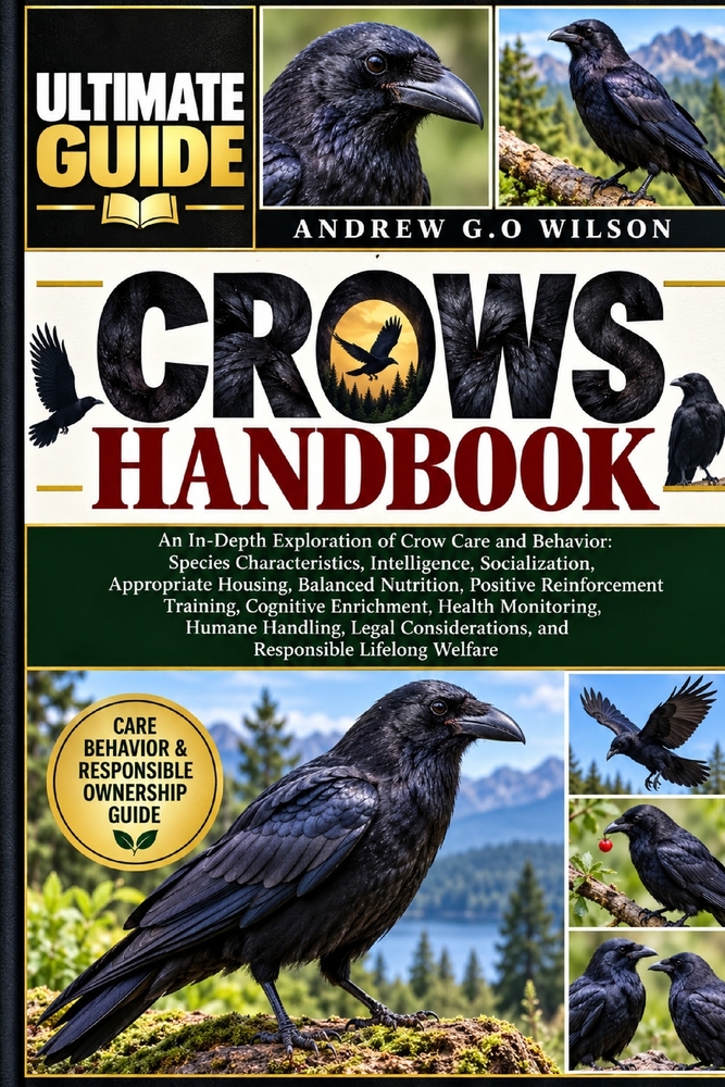 Crows Handbook: An In-Depth Exploration of Crow Care and Behavior: Species Characteristics, Intelligence, Socialization, Appropriate Housing, Balanced cover