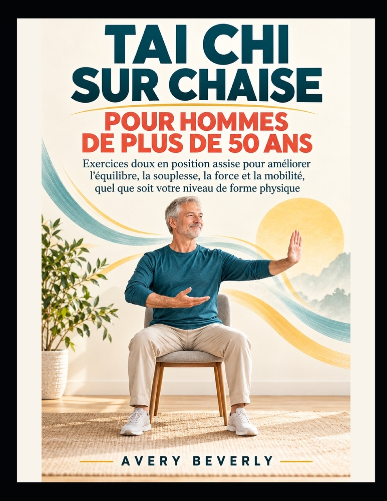 Tai CHI Sur Chaise Pour Hommes de Plus de 50 ANS: Exercices doux en position assise pour améliorer l'équilibre, la souplesse, la force et la mobilité, cover