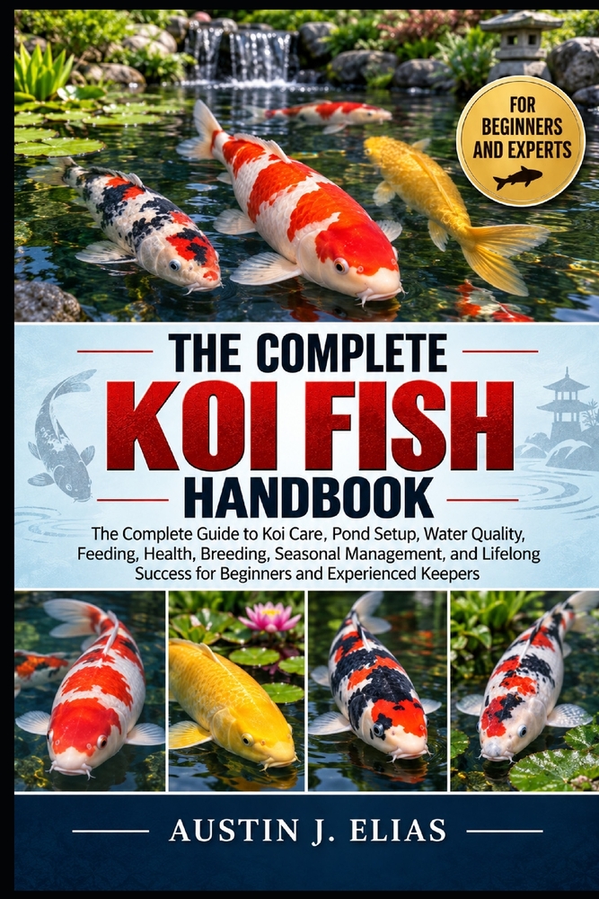 The Complete Koi Fish Handbook: The Complete Guide to Koi Care, Pond Setup, Water Quality, Feeding, Health, Breeding, Seasonal Management, and Lifelon cover