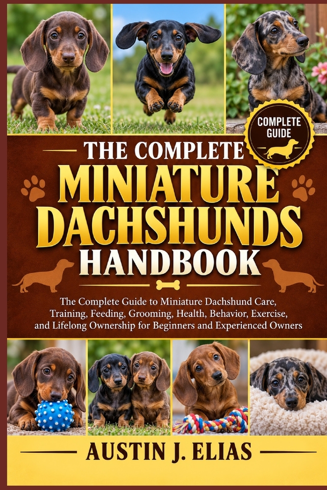 The Complete Miniature Dachshunds Handbook: The Complete Guide to Miniature Dachshund Care, Training, Feeding, Grooming, Health, Behavior, Exercise, a cover
