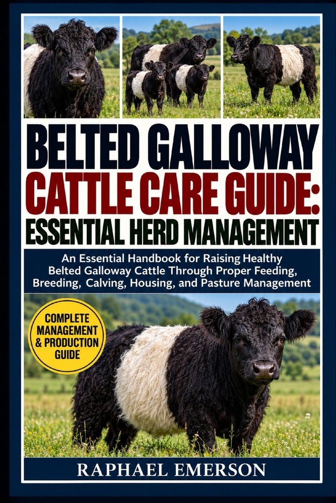 Belted Galloway Cattle Care Guide: ESSENTIAL HERD MANAGEMENT: An Essential Handbook for Raising Healthy Belted Galloway Cattle Through Proper Feeding, cover