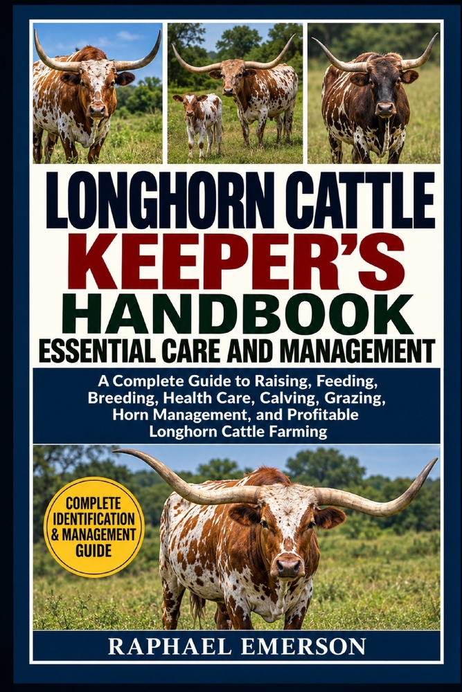 Longhorn Cattle Keeper's Handbook: ESSENTIAL CARE AND MANAGEMENT: A Complete Guide to Raising, Feeding, Breeding, Health Care, Calving, Grazing, Horn cover