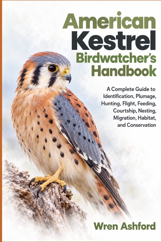 American Kestrel Birdwatcher's Handbook: A Complete Guide to Identification, Plumage, Hunting, Flight, Feeding, Courtship, Nesting, Migration, Habitat cover
