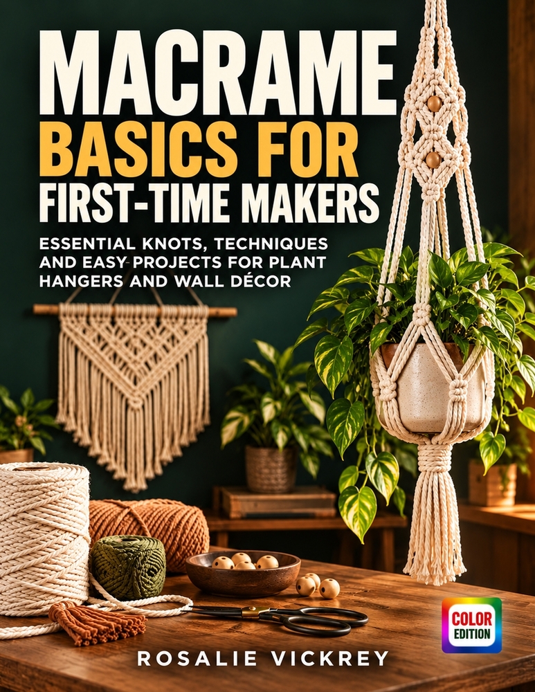 Macrame Basics for First-Time Makers: Essential Knots, Techniques and Easy Projects for Plant Hangers and Wall Décor cover