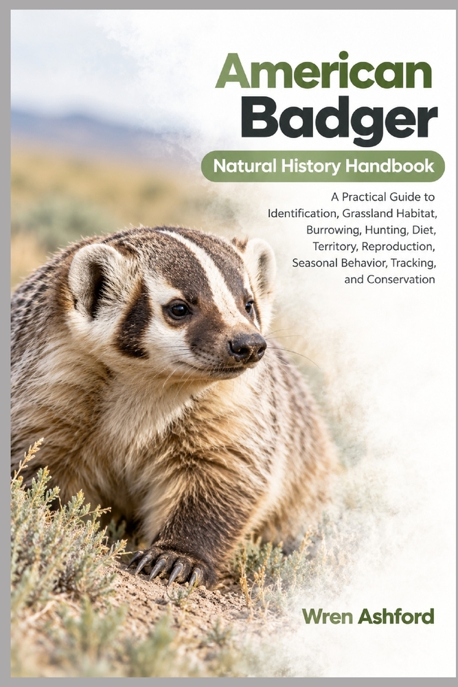 American Badger Natural History Handbook: A Practical Guide to Identification, Grassland Habitat, Burrowing, Hunting, Diet, Territory, Reproduction, S cover