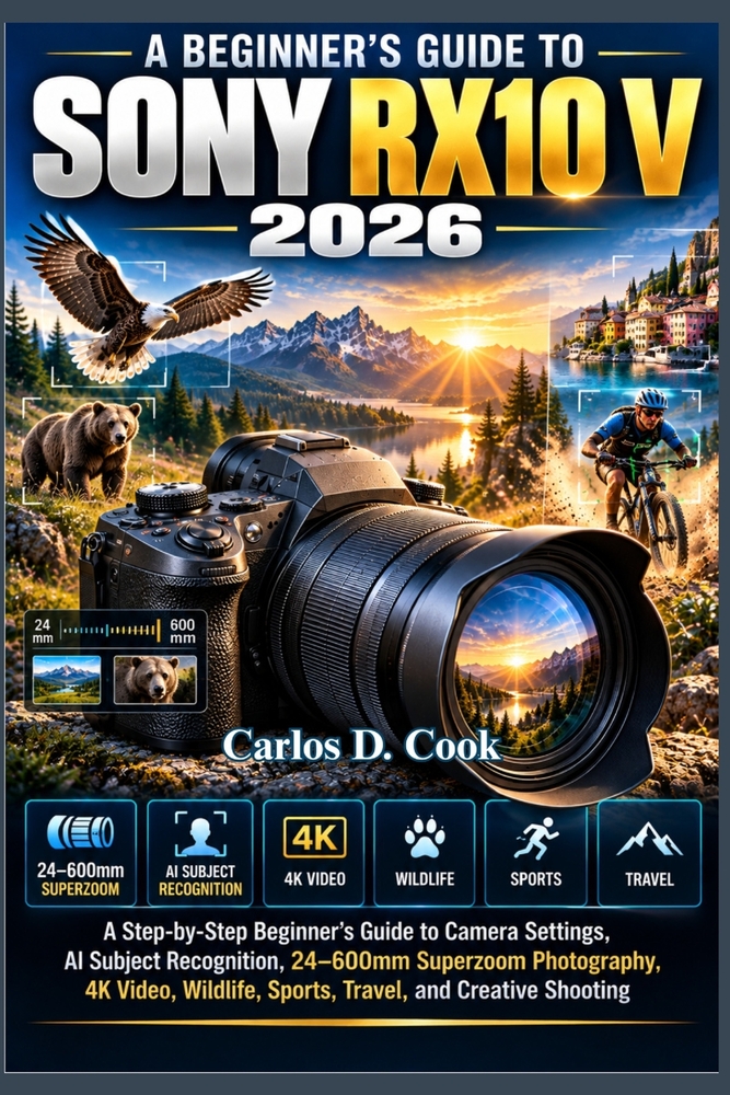 A Beginner's Guide to Sony Rx10 V 2026: A Step-by-Step Beginner's Guide to Camera Settings, AI Subject Recognition, 24-600mm Superzoom Photography, 4K cover