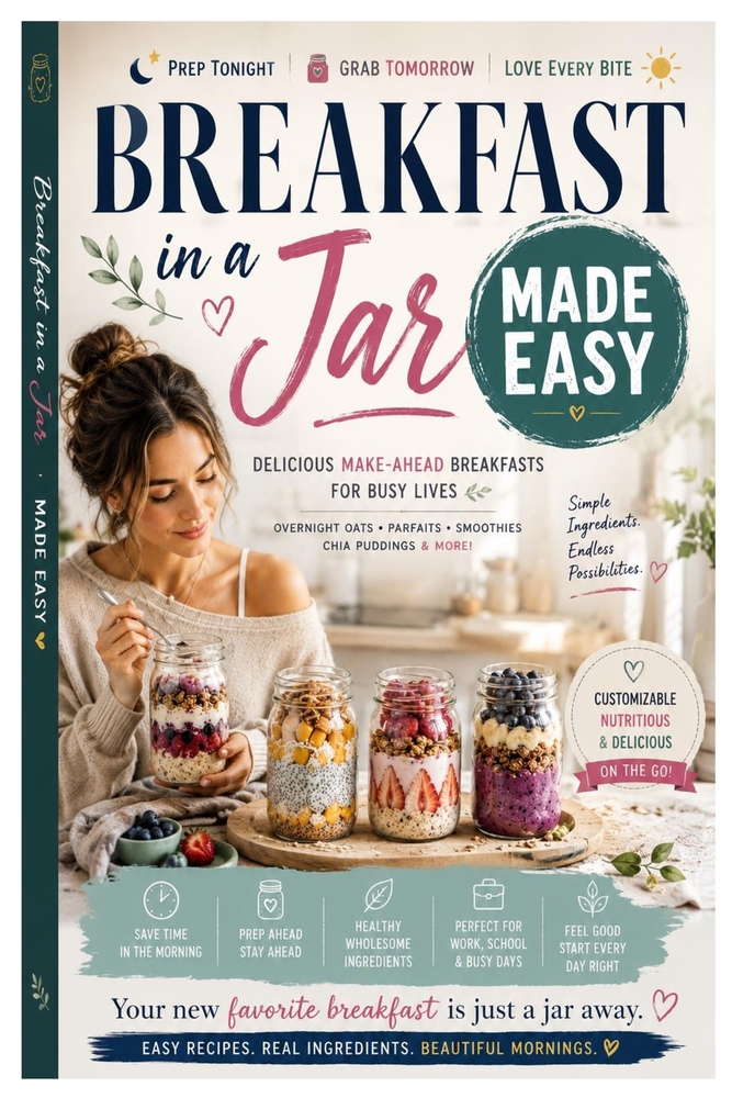 Breakfast in a Jar Made Easy: Delicious Make-Ahead Breakfasts for Busy Mornings-Overnight Oats, Parfaits, Smoothies, Chia Puddings & More cover