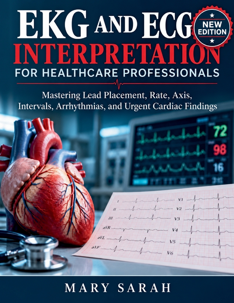 EKG and ECG Interpretation for Healthcare Professionals: Mastering Lead Placement, Rate, Axis, Intervals, Arrhythmias, and Urgent Cardiac Findings cover