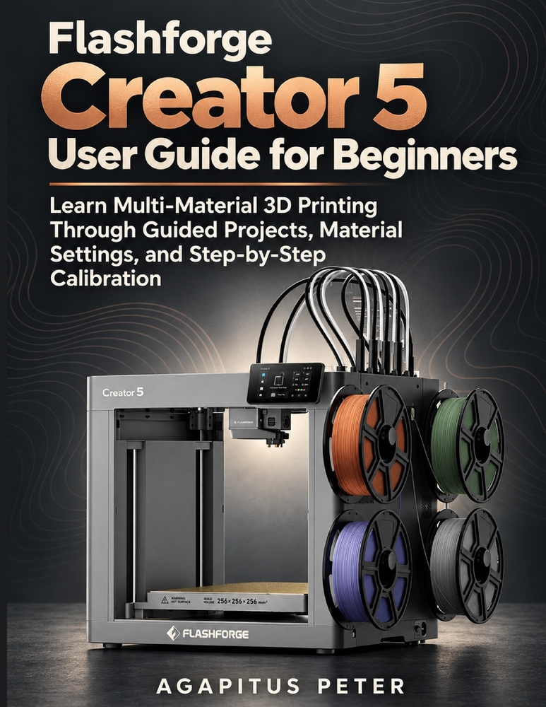 Flashforge Creator 5 User Guide for Beginners: Learn Multi-Material 3D Printing Through Guided Projects, Material Settings, and Step-by-Step Calibrati cover