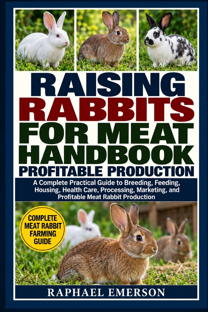 Raising Rabbits for Meat Handbook: PROFITABLE PRODUCTION: A Complete Practical Guide to Breeding, Feeding, Housing, Health Care, Processing, Marketing cover