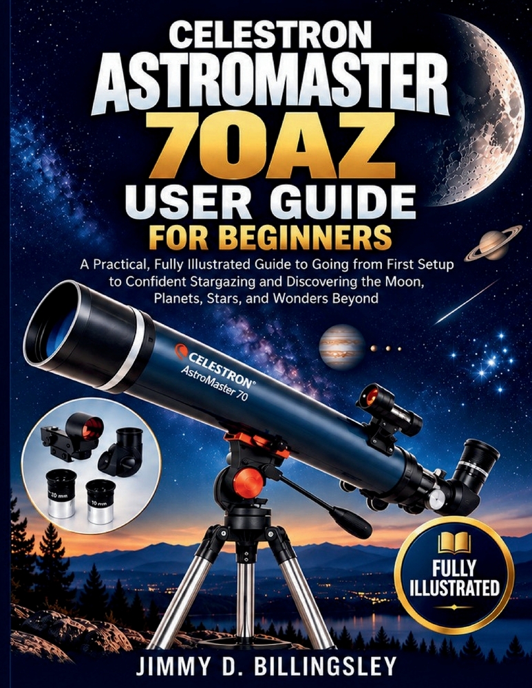 Celestron Astromaster 70az User Guide for Beginners: A Practical, Fully Illustrated Guide to Going from First Setup to Confident Stargazing and Discov cover