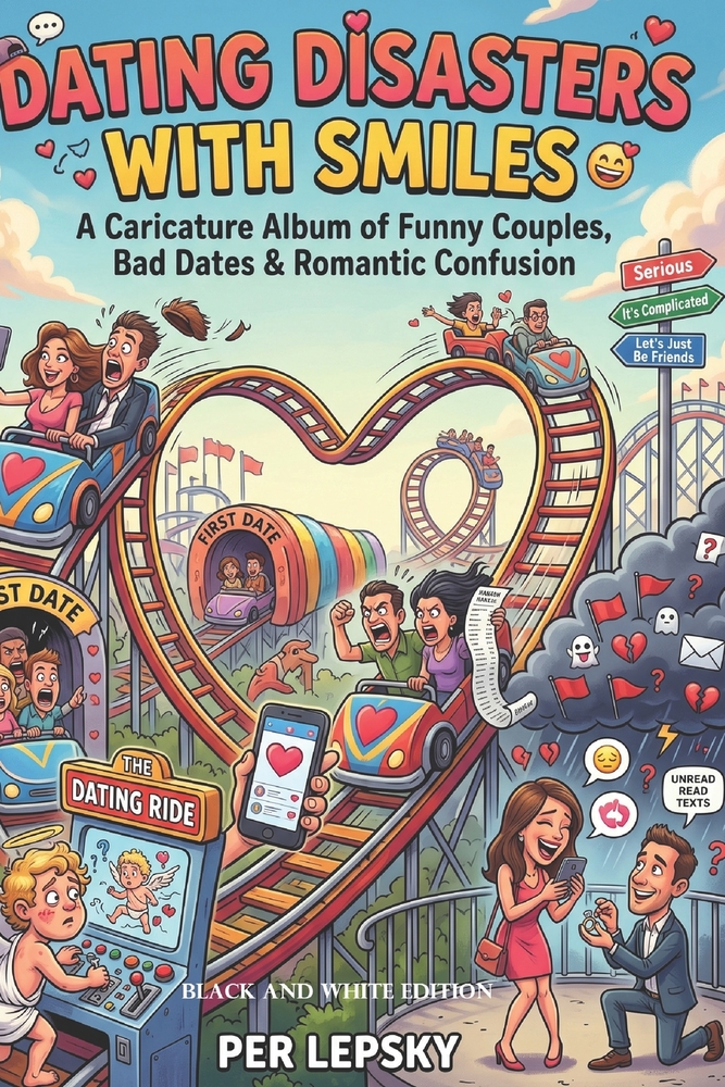 Dating Disasters with Smiles: A Caricature Album of Funny Couples, Bad Dates & Romantic Confusion (Black&White Edition) cover