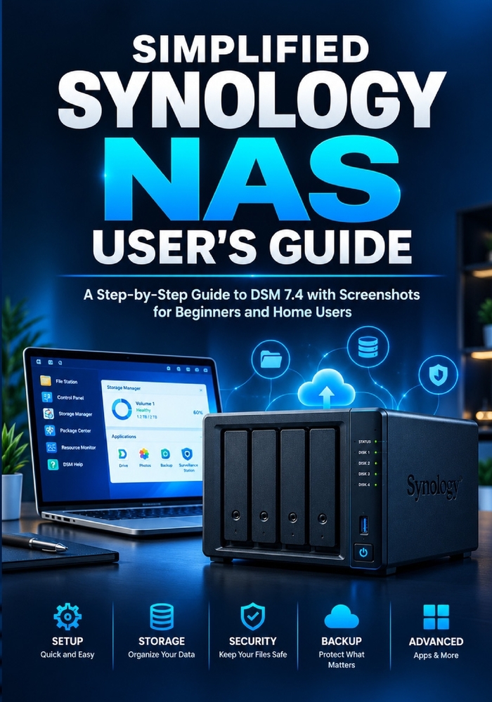 Simplified Synology NAS User's Guide: A Step-by-Step Guide to DSM 7.4 with Screenshots for Beginners and Home Users cover