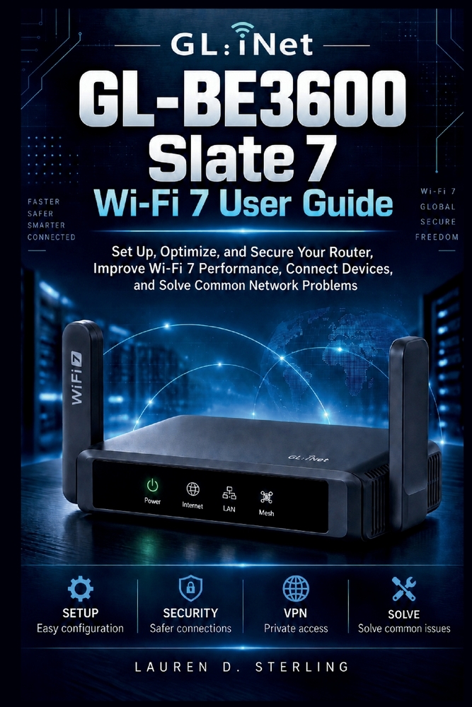 GL.iNet GL-BE3600 Slate 7 Wi-Fi 7 User Guide: Set Up, Optimize, and Secure Your Router, Improve Wi-Fi 7 Performance, Connect Devices, and Solve Common cover