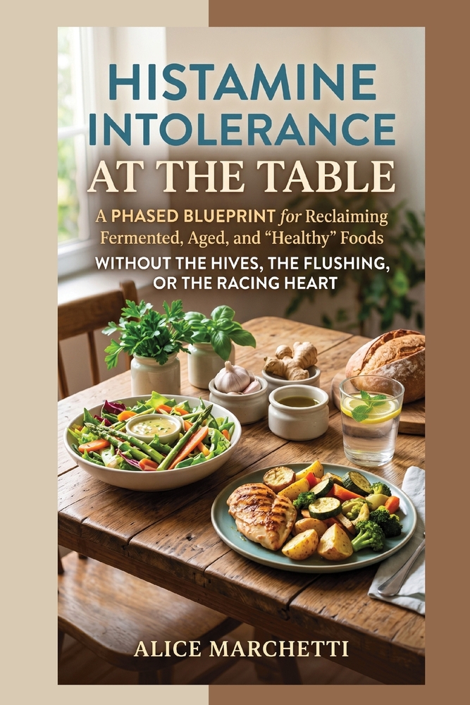 Histamine Intolerance at the Table: A Phased Blueprint for Reclaiming Fermented, Aged, and "Healthy" Foods Without the Hives, the Flushing, or the Rac cover