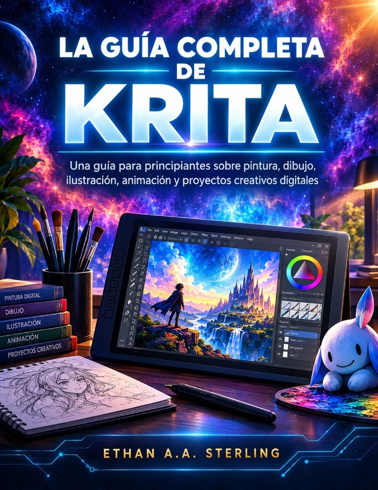 La Guía Completa de Krita: Una guía para principiantes sobre pintura, dibujo, ilustración, animación y proyectos creativos digitales cover
