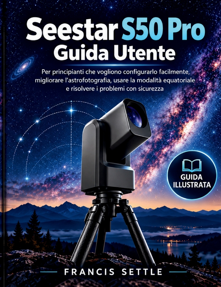 Seestar S50 Pro Guida Utente: Per principianti che vogliono configurarlo facilmente, migliorare l'astrofotografia, usare la modalità equatoriale e ris cover