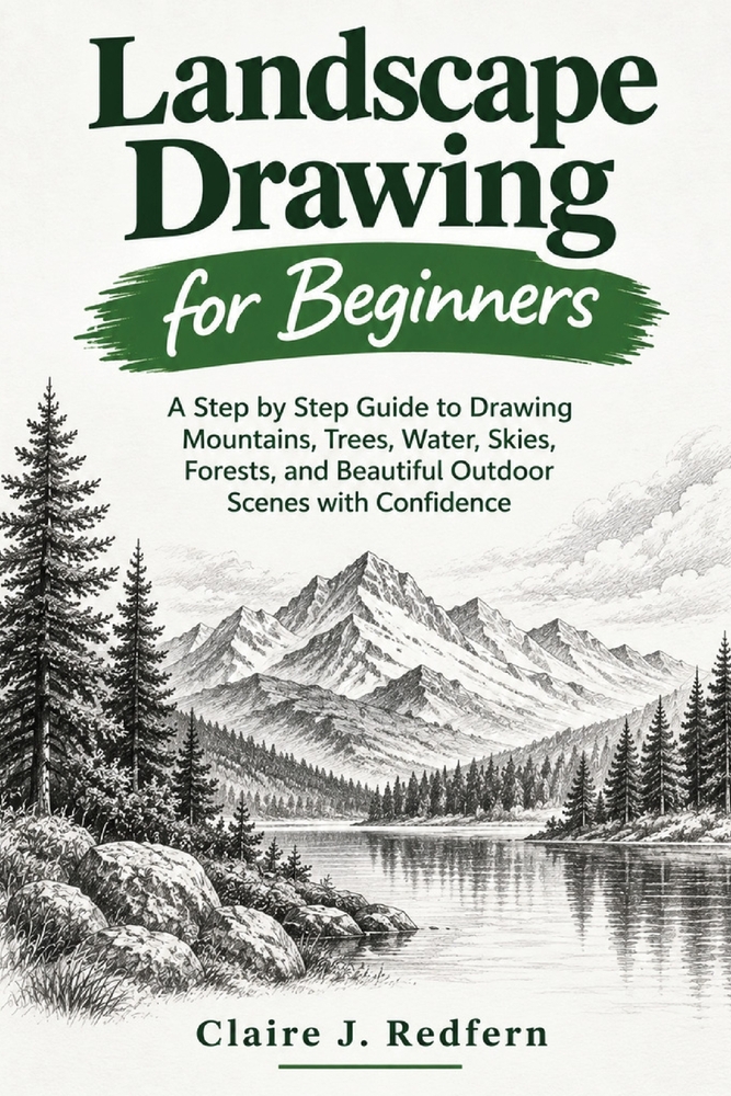 Landscape Drawing for Beginners: A Step by Step Guide to Drawing Mountains, Trees, Water, Skies, Forests, and Beautiful Outdoor Scenes with Confidence cover
