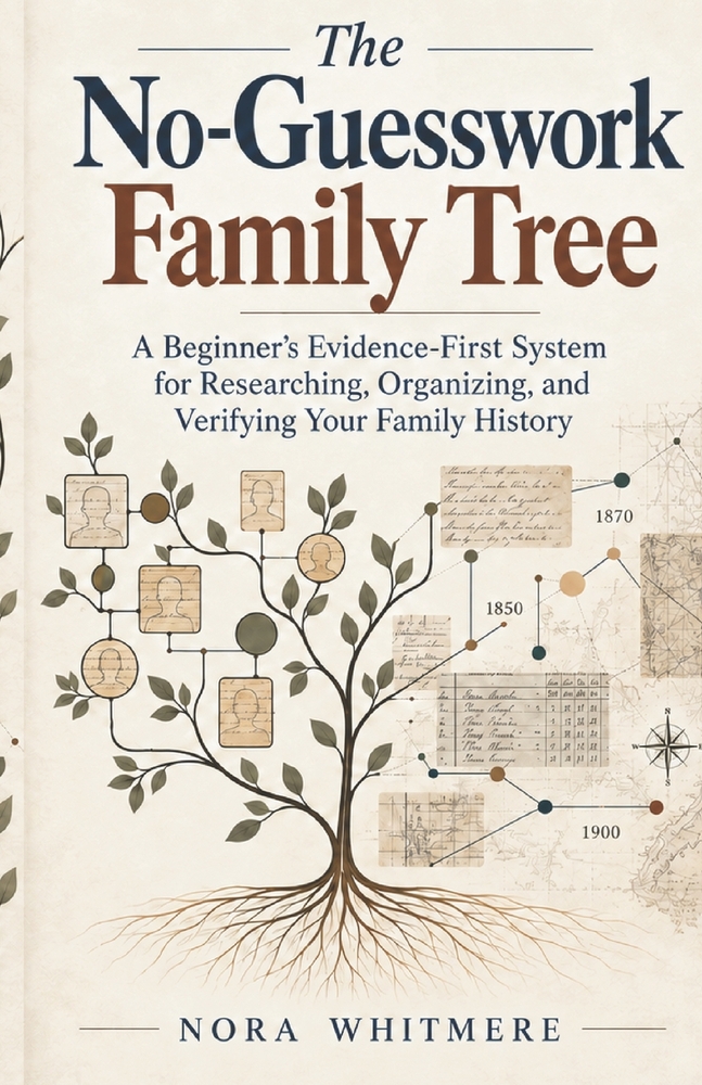The No-Guesswork Family Tree: A Beginner's Evidence-First System for Researching, Organizing, and Verifying Your Family History cover