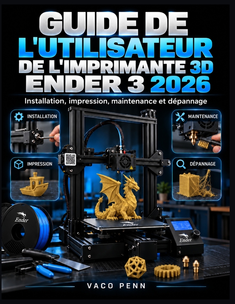 Guide de l'Utilisateur de l'Imprimante 3D Ender 3 2026: Installation, impression, maintenance et dépannage cover