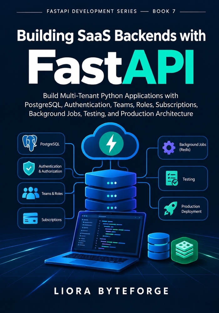Building SaaS Backends with FastAPI: Build Multi-Tenant Python Applications with PostgreSQL, Authentication, Teams, Roles, Subscriptions, Background J cover