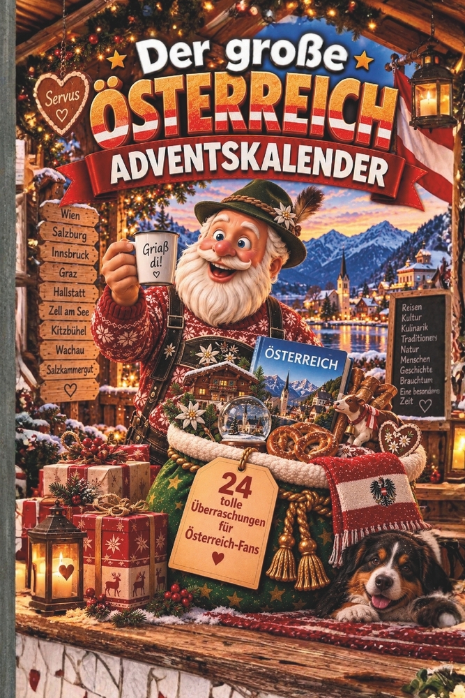 Der große Österreich Adventskalender: 24 winterliche Türchen für Österreich-Fans - Geschichten, Wissen & Rätsel cover
