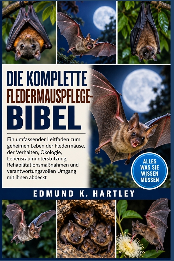 Die Komplette Fledermauspflege-Bibel: Ein umfassender Leitfaden zum geheimen Leben der Fledermäuse, der Verhalten, Ökologie, Lebensraumunterstützung, cover