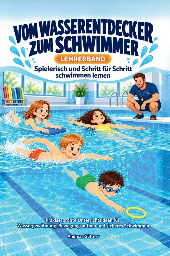 VOM WASSERENTDECKER ZUM SCHWIMMER - Spielerisch und Schritt für Schritt schwimmen lernen: 30 Unterrichtsstunden und 30 Spiele vom ersten Wasserkontakt cover