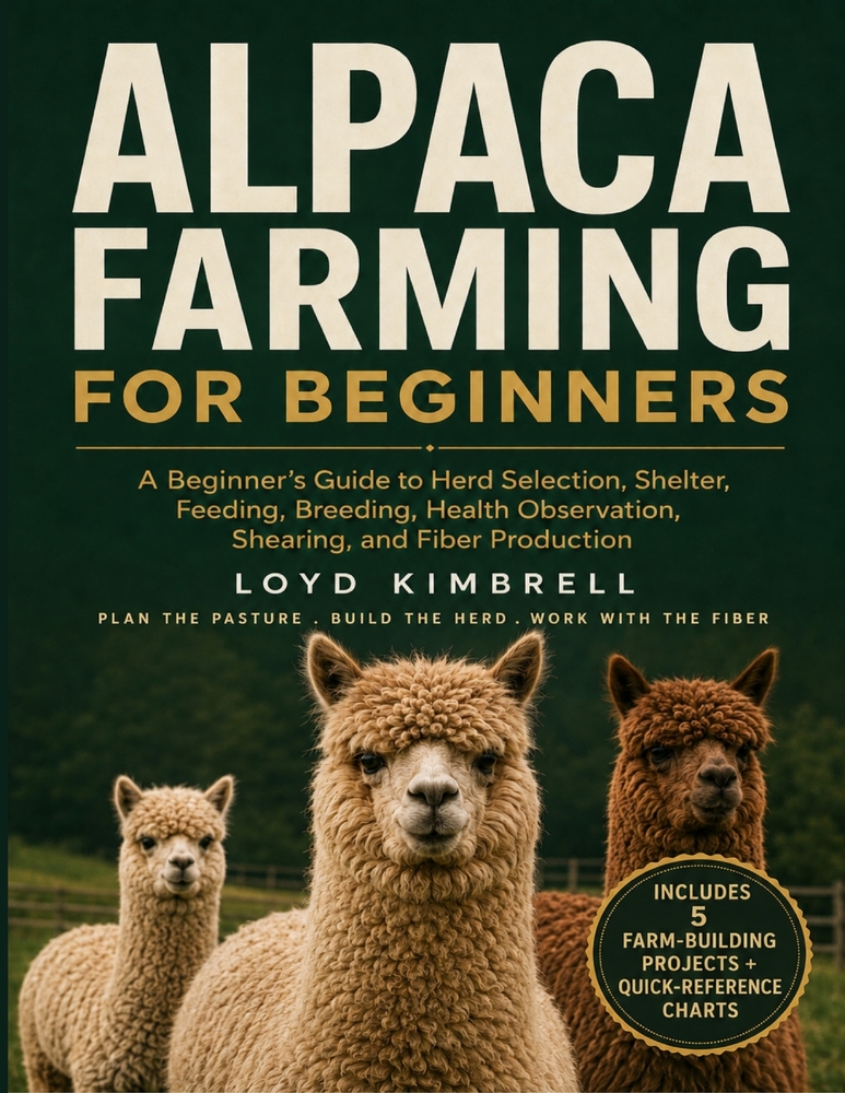 Alpaca Farming for Beginners: A Beginner's Guide to Herd Selection, Shelter, Feeding, Breeding, Health Observation, Shearing, and Fiber Production cover