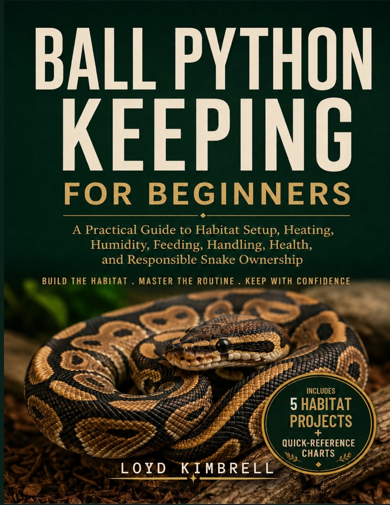 Ball Python Keeping for Beginners: A Practical Guide to Habitat Setup, Heating, Humidity, Feeding, Handling, Health, and Responsible Snake Ownership cover